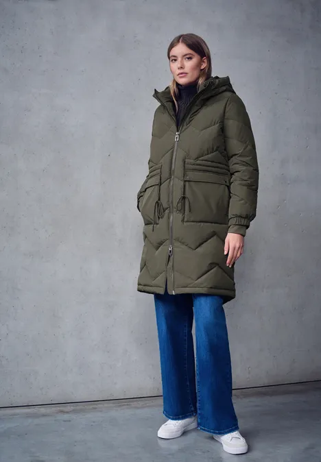 Lange Steppjacke Beluga Green