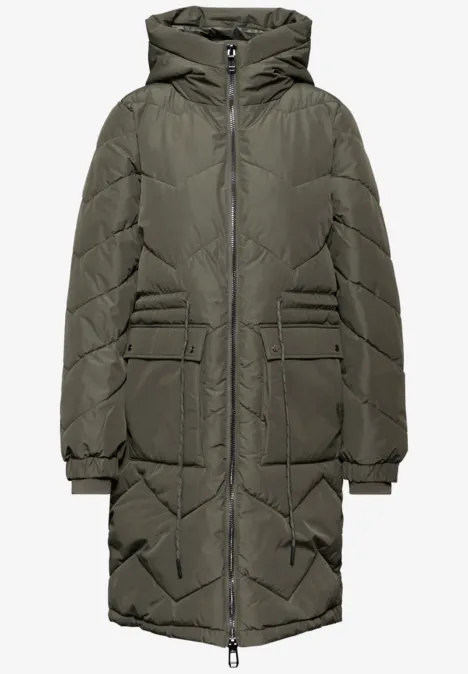 Lange Steppjacke Beluga Green