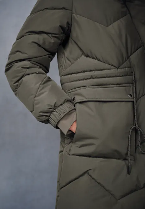 Lange Steppjacke Beluga Green
