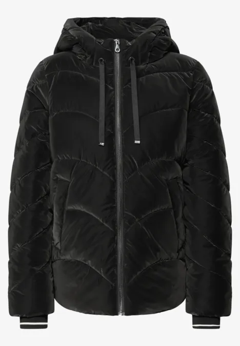 Jacke mit Wellen-Steppung Black