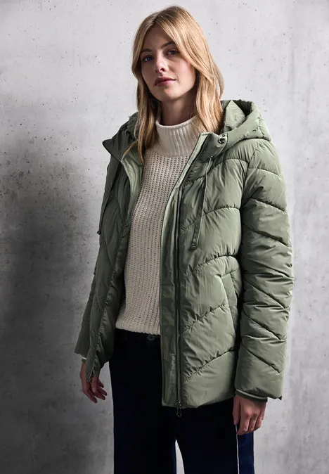 Jacke mit Wellen-Steppung Lichen Green