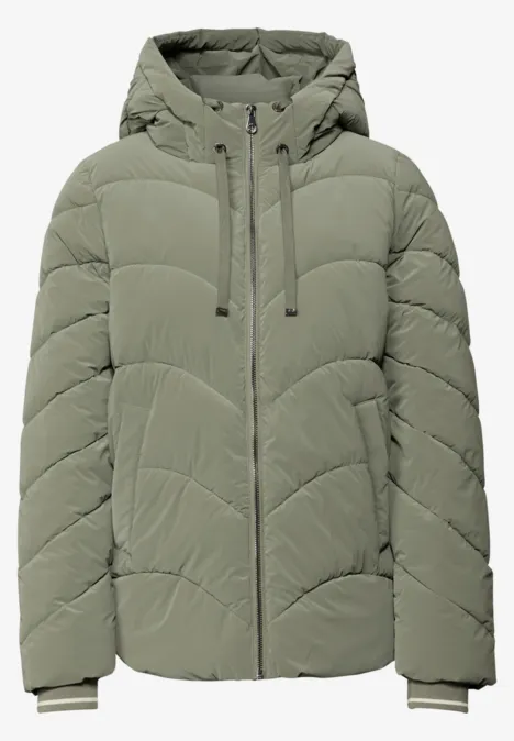 Jacke mit Wellen-Steppung Lichen Green