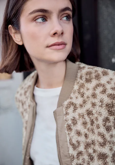 Blouson avec motif léopard cashmere grey