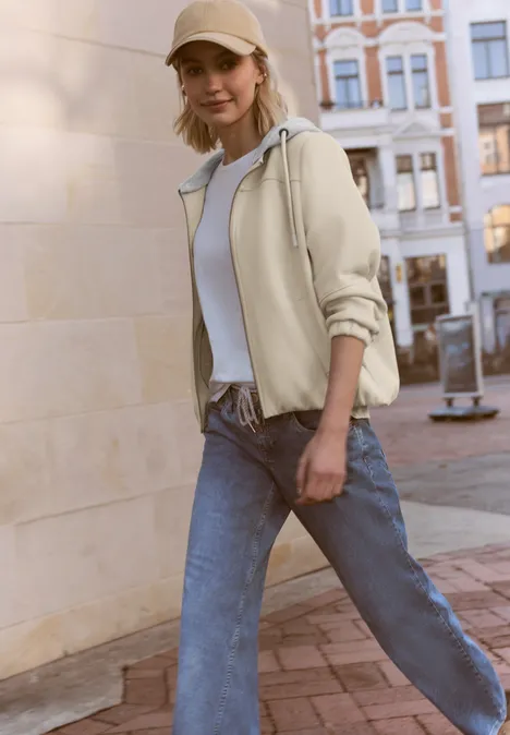 Jas met afneembare capuchon powder beige