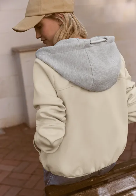 Jas met afneembare capuchon powder beige