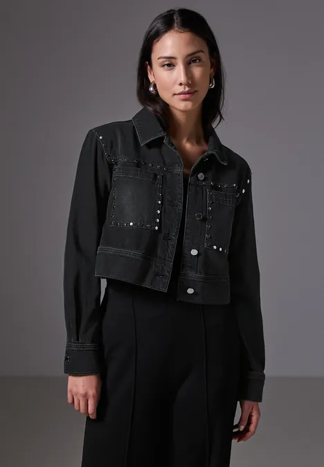 Kurze Jeansjacke Black soft wash