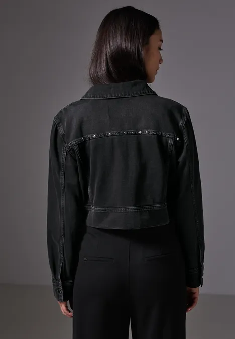 Kurze Jeansjacke Black soft wash