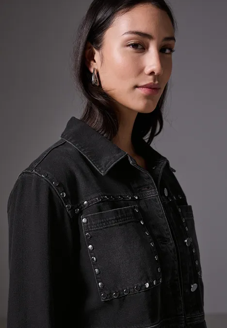 Kurze Jeansjacke Black soft wash