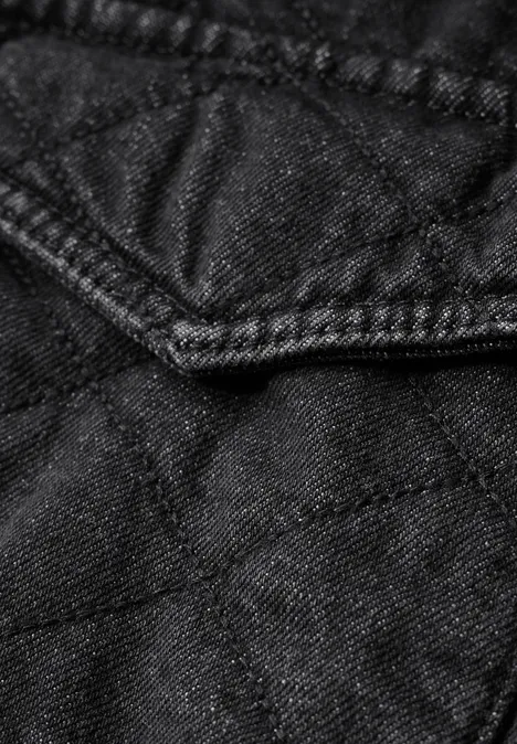 Jeansjacke in Stepp-Optik black wash