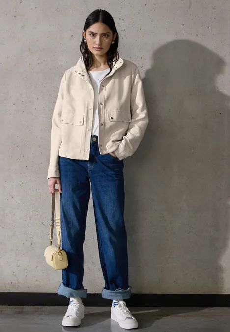 Cordjacke mit Stehkragen smooth sand beige