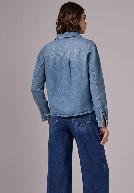 Cropped Jeans Overshirt Light Blue Wash