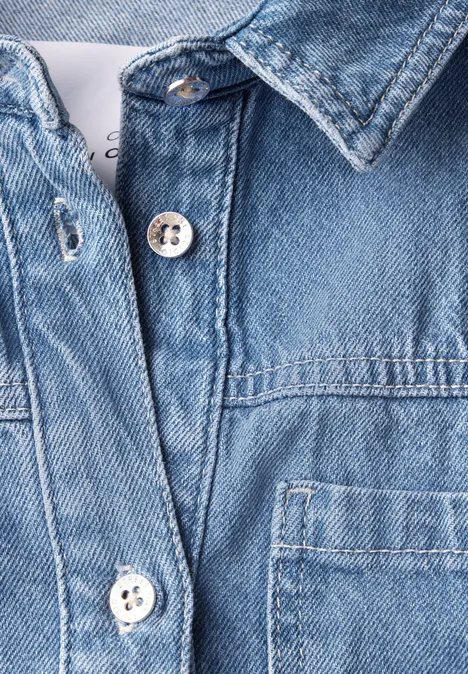 Cropped Jeans Overshirt Light Blue Wash