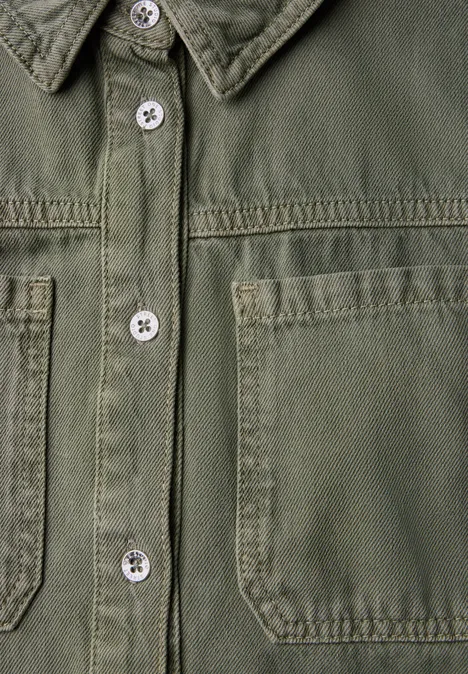 Cropped Jeans Overshirt Olive Washed