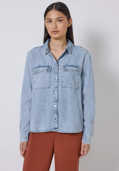 Overhemd van gebleekte denim Ultra Bleach Wash