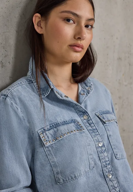 Overhemd van gebleekte denim Ultra Bleach Wash