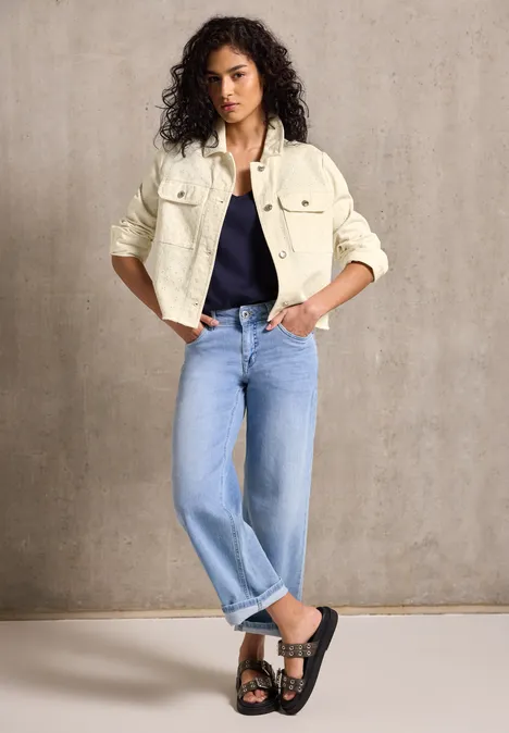 Embroidery  Twill-Jacke velvet cream