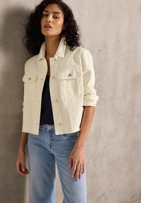Embroidery  Twill-Jacke velvet cream