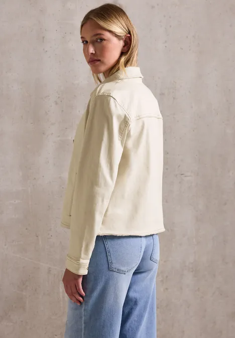 Leichte Baumwollmix Jacke Ecru washed