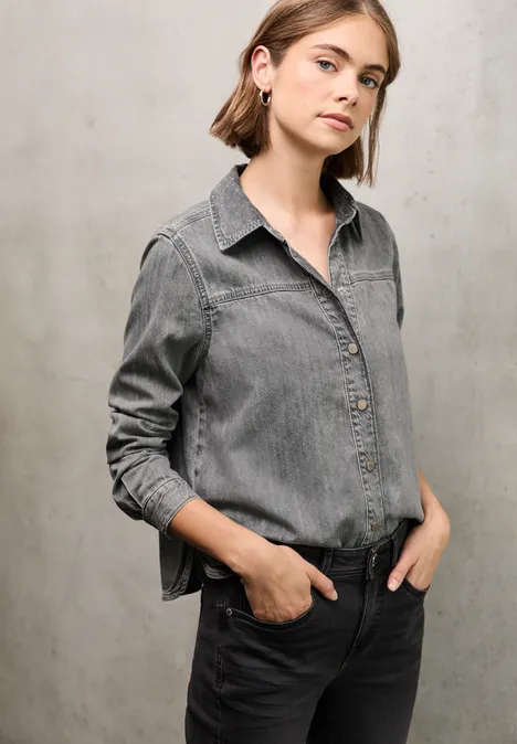 Denim Overshirt grey random washed