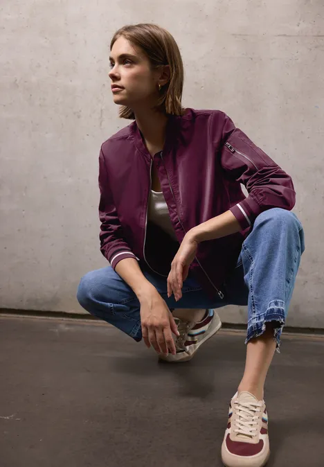 Blouson met rits dark plum red
