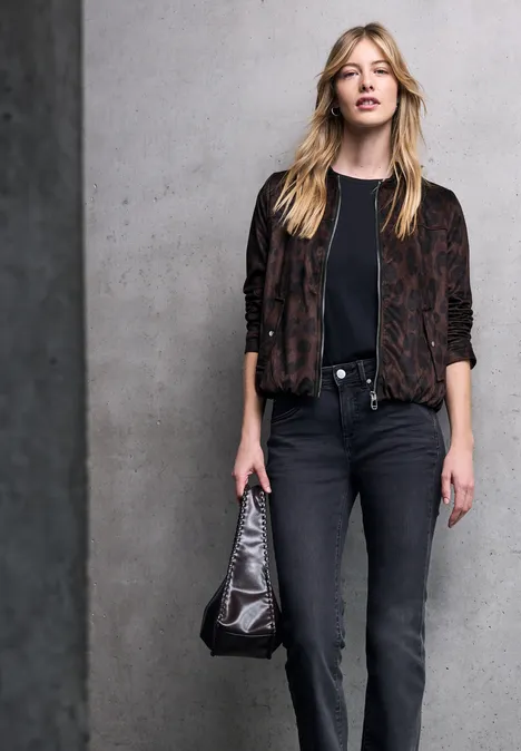Gemusterter Velours Blouson dark auburn brown