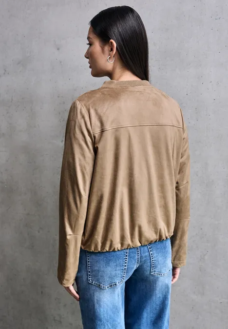 Blouson in velours tan brown