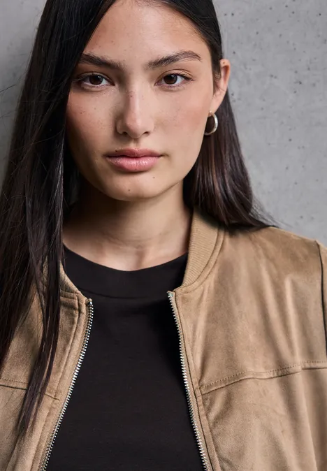 Blouson in velours tan brown