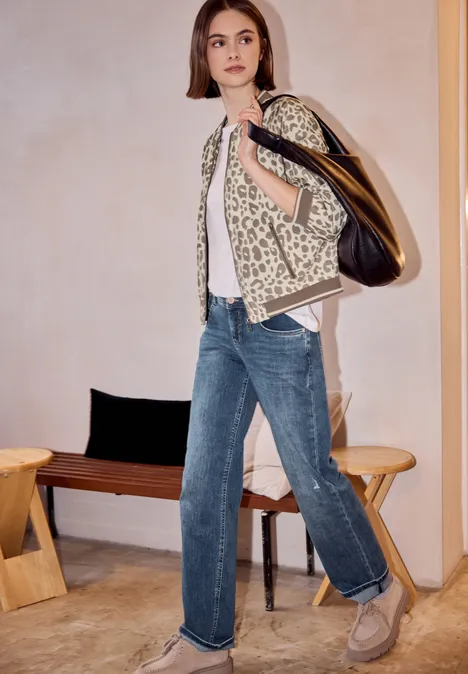 Blouson met dierenprint powder beige