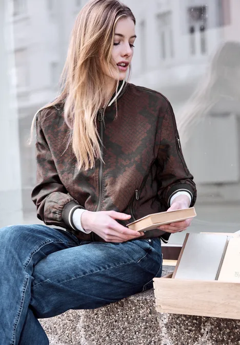 Blouson met dierenprint mahogany brown