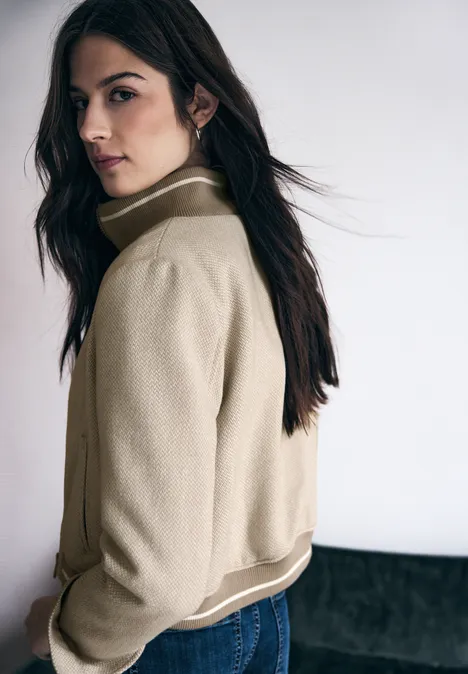 Blouson z detalami college'owymi buffed beige