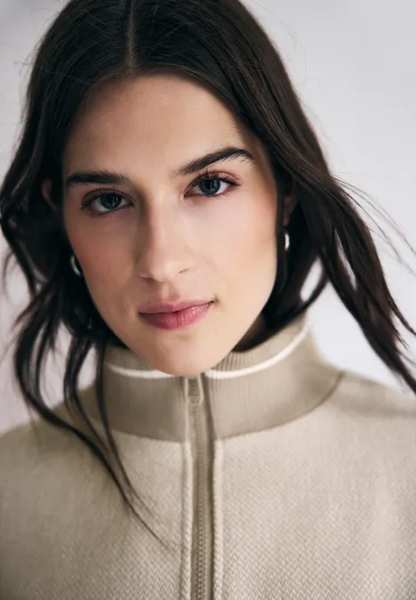 Blouson z detalami college'owymi buffed beige