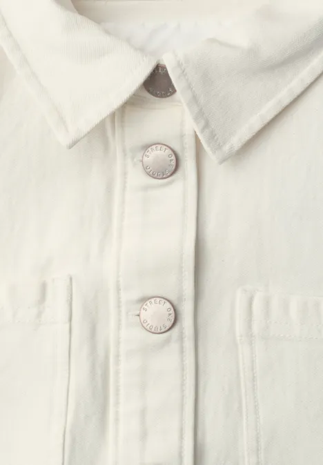 Langarm Overshirt mit Embroidery Ecru Washed