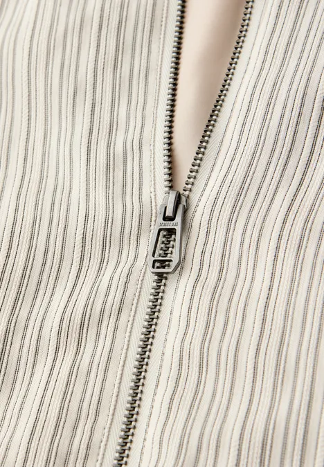 Blouson avec fermeture éclair et rayures soft beige