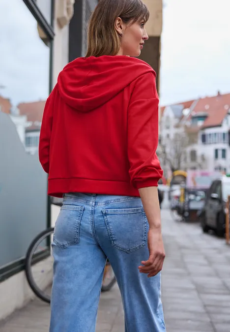 Sweatjack in een kort model torch red