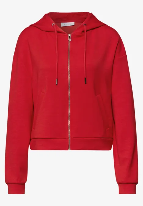 Sweatjack in een kort model torch red