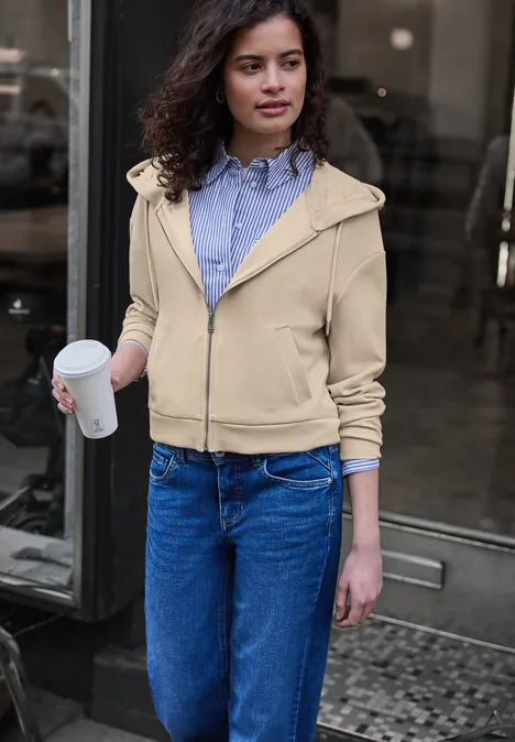 Sweatjack in een kort model stone sand