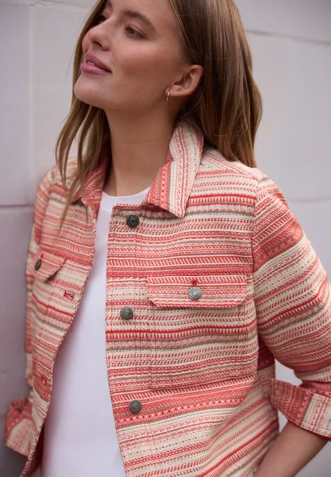 Veste à rayures en qualité bouclette torch red