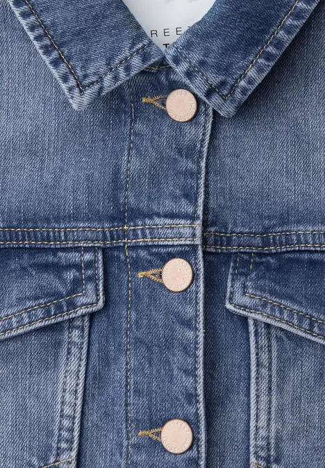Veste en jean avec boutons et impression arrière Medium Blue Wash