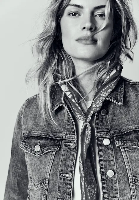 Veste en jean avec boutons et impression arrière Medium Blue Wash