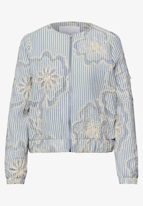 Blouson à rayures et broderies sky lavender blue