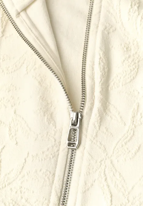 Blouson met bloemenstructuur en ritssluiting off white