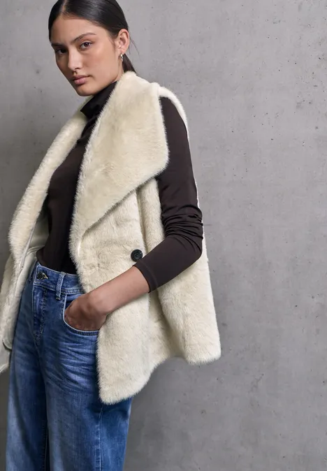 Fake Fur Weste savannah sand