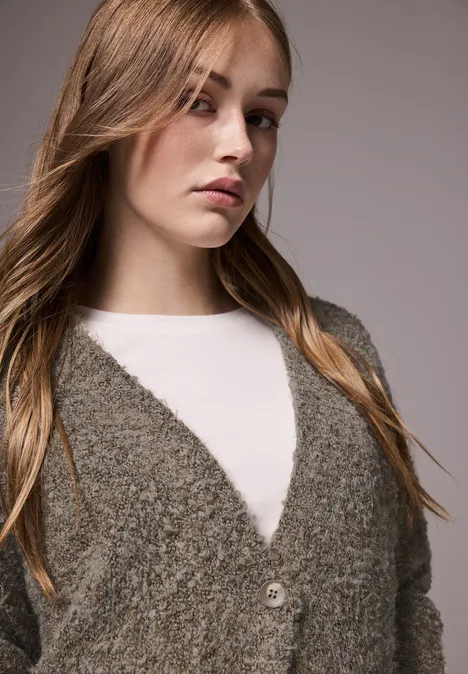 Bouclé-Cardigan mocha kiss mel.