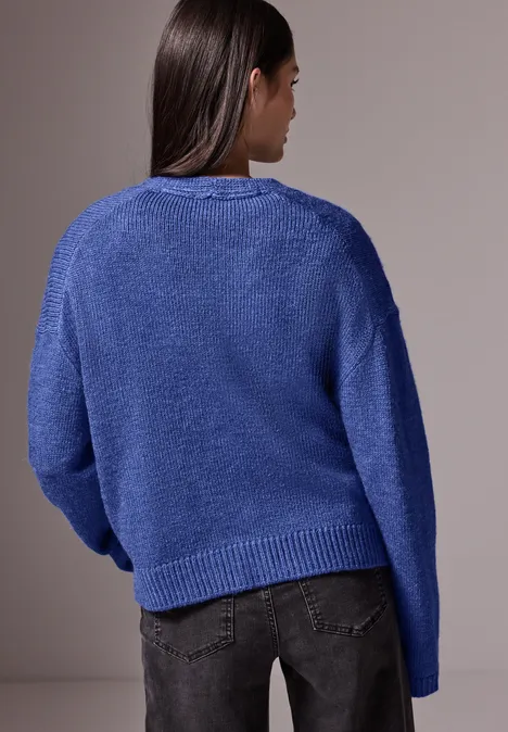 Cropped Cardigan force blue mel.