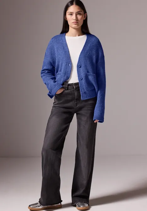Cropped Cardigan force blue mel.