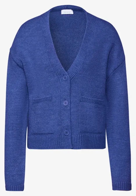 Cropped Cardigan force blue mel.