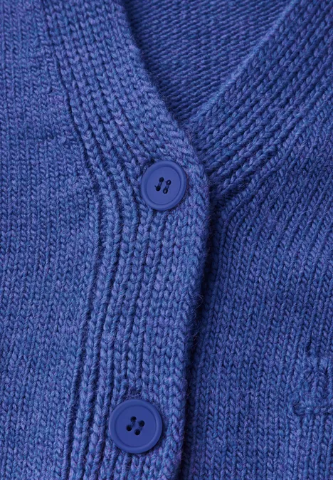 Cropped Cardigan force blue mel.