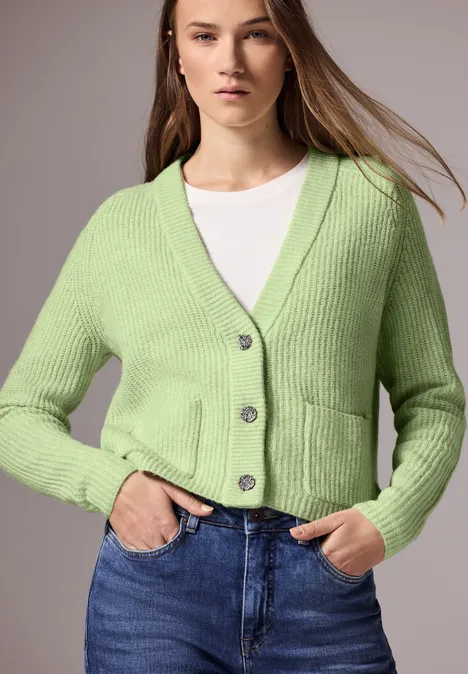Kurzer Cardigan patina green mel.