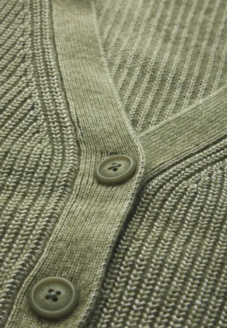 Weicher Rippstrick-Cardigan slate green mel.