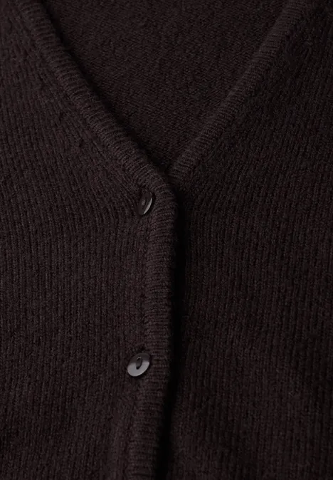 V-Neck Cardigan velvet wine